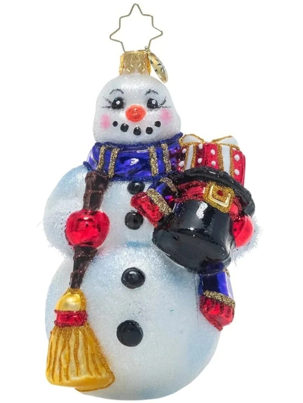 Christopher Radko Smiling Snow Friend Glass Ornament, **NEW** with Tag & Box